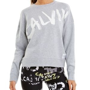 Calvin Klein Performance Grey Sweatshirt with Brushed Logo, Size XL